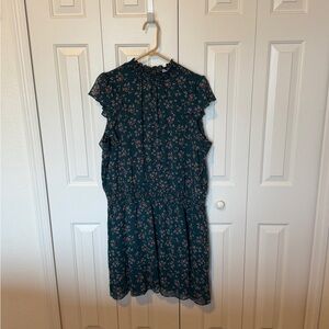 1. State Teal Floral Dress with Ruffle Detail